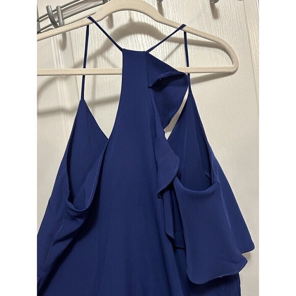 A by Amanda Uprichard Cascading Ruffle Dress in Blue Women’s Size M Sleeveless - Picture 6 of 15